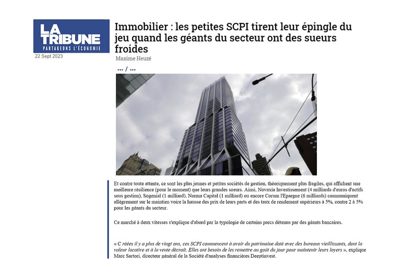 La Tribune Immobilier Les Petites Scpi Tirent Leur Pingle Du Jeu